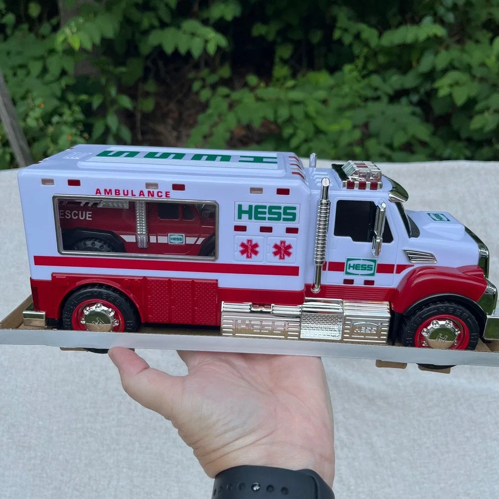 Hess 2020 Ambulance and Rescue Truck Toy Set White Red Chrome Collectible